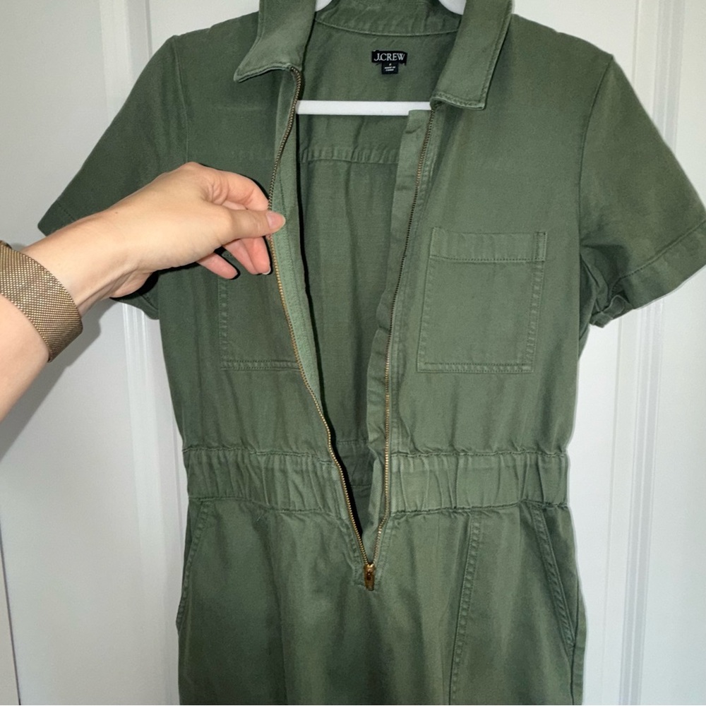 J. Crew Zip Front Chino Dress-Hunter Green - Picture 5 of 9
